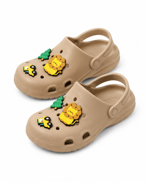 All Wear Cute Lion Truck Cartoon Clogs for Kids - Beige - All Wear